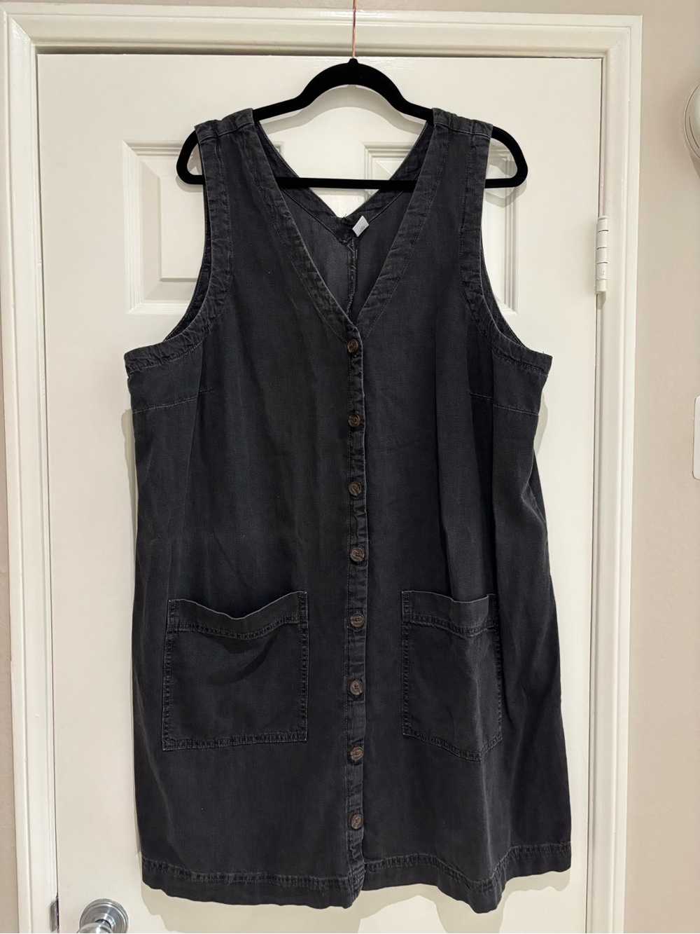 Old Navy Washed Black Button-Front Sleeveless Dress